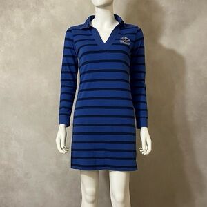 Nautica Women's Striped Long Sleeve Rugby Dress Blue Size Medium Boat Life